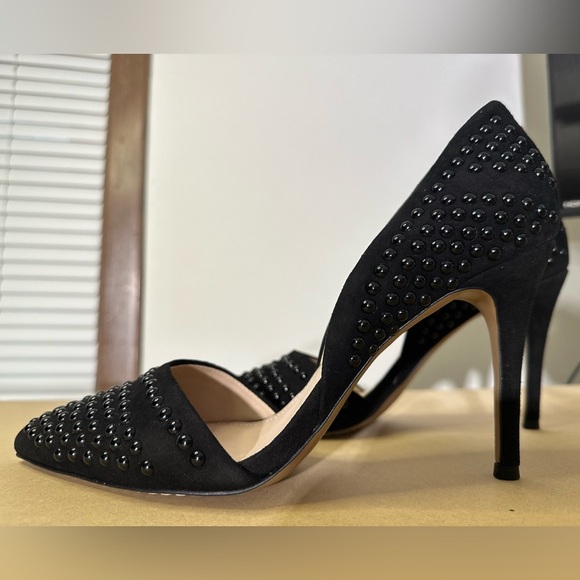 French Connection studded d’orsay black leather pointed toe heels size 41 - Picture 5 of 9